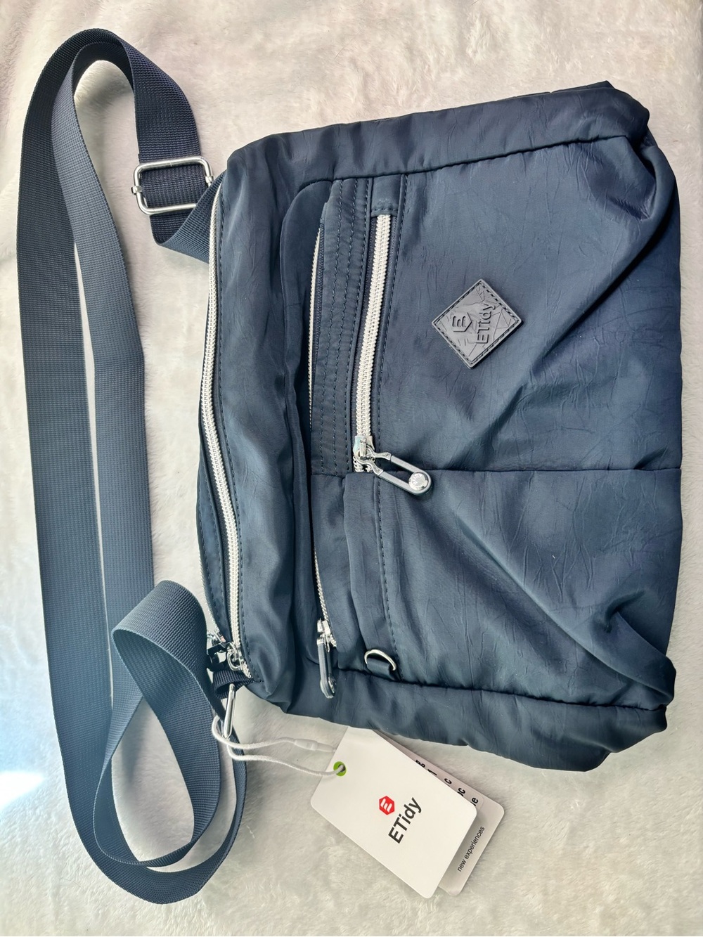 Navy Crossbody Messenger Bag with  Pockets Perfect for Festivals or Vacation